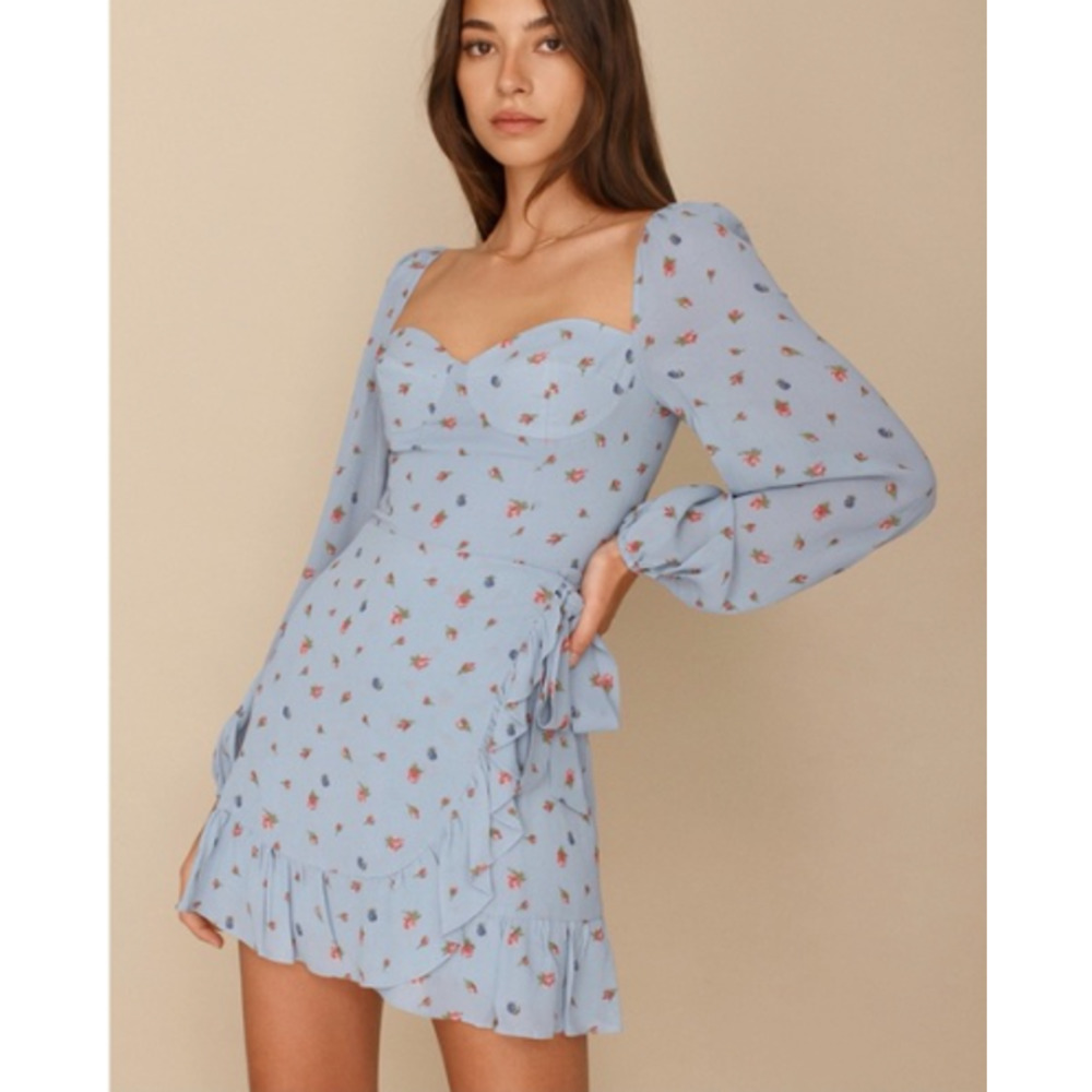 REFORMATION Light Blue Floral‎ Mini Dress EUC 2